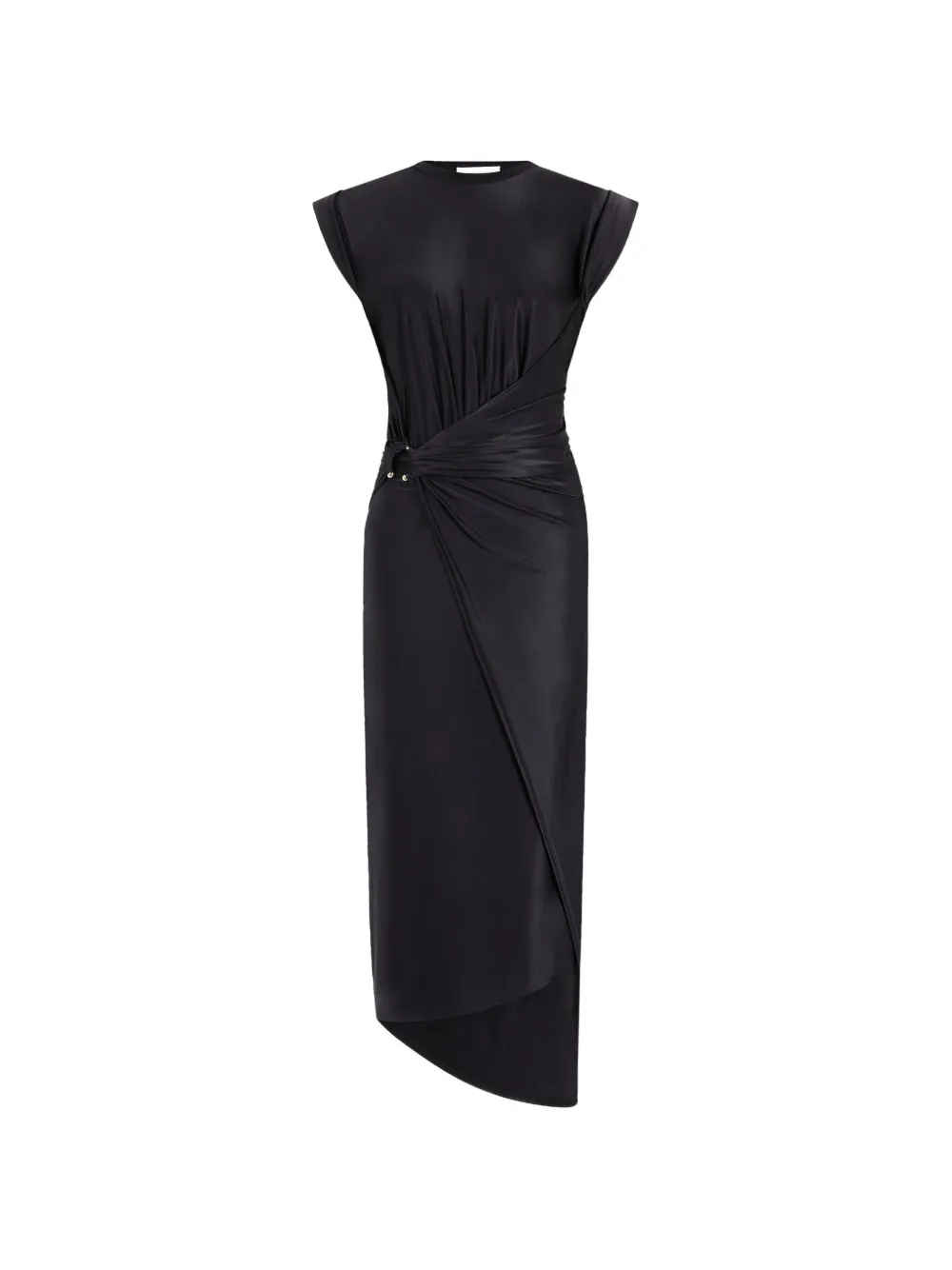 Rabanne Midi-jurk met gesmockt detail Zwart