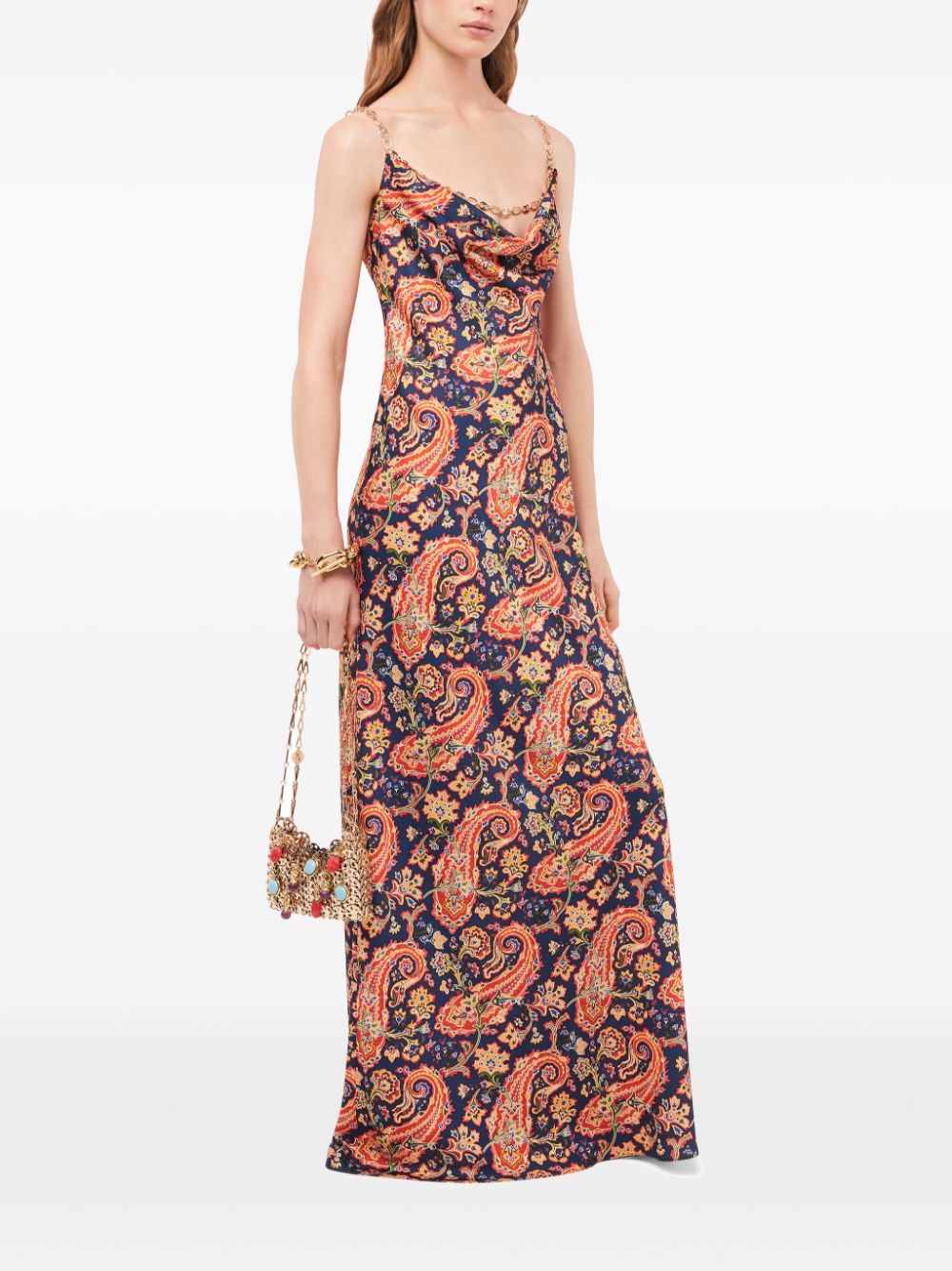 Shop Rabanne Paisley Nuisette Maxi Dress In Blue