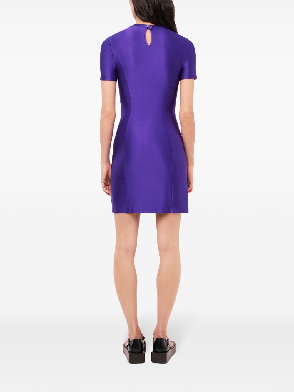 Shop Rabanne Drapé Pression Mini Dress In Purple