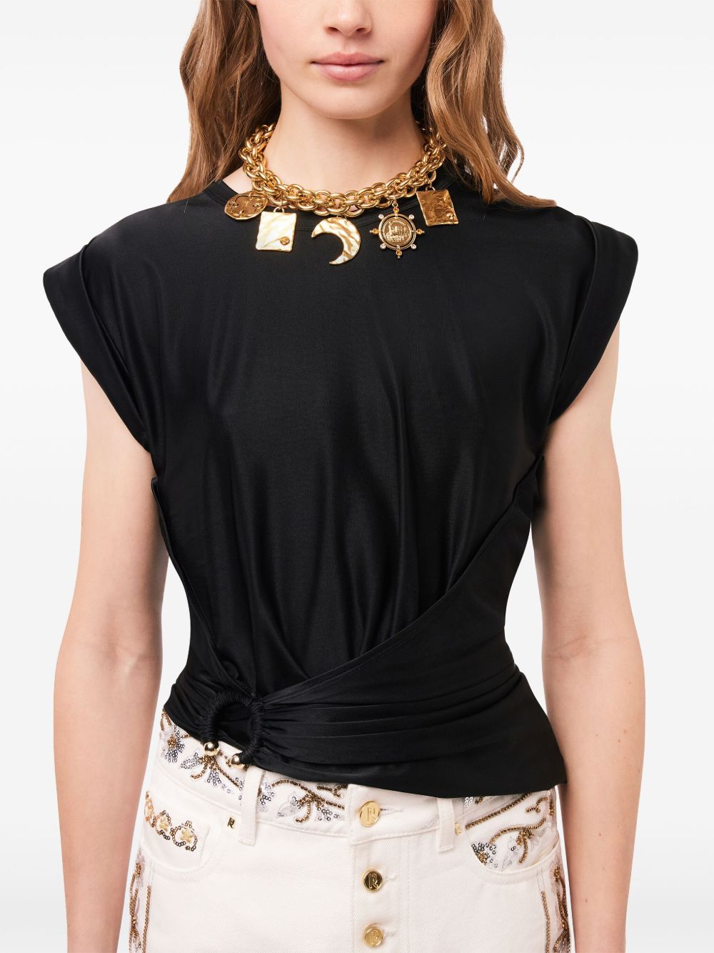 How to purchase Rabanne asymmetric gathered-detail blouse Women