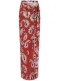 Rabanne Paisley long split skirt - Red