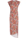 Rabanne paisley-print draped midi dress - Red