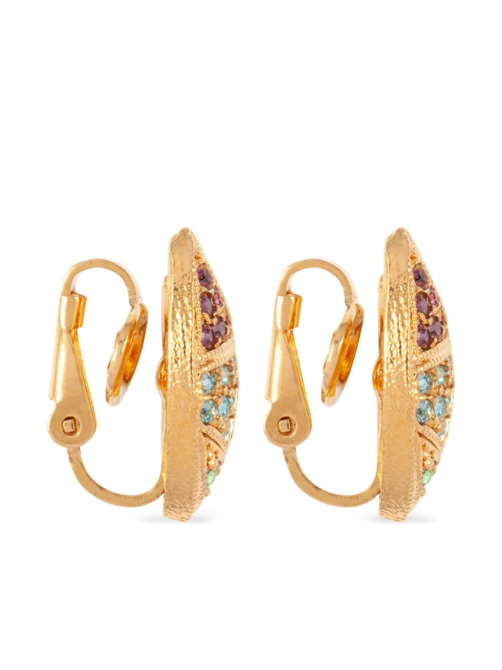 Pre-owned Susan Caplan Vintage 1980s D'orlan Crystal-embellished Clip-on Earrings In Gold