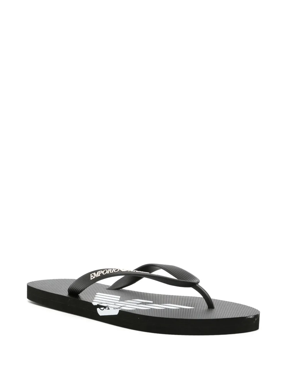 Shop Emporio Armani Logo-strap Flip Flops In Schwarz