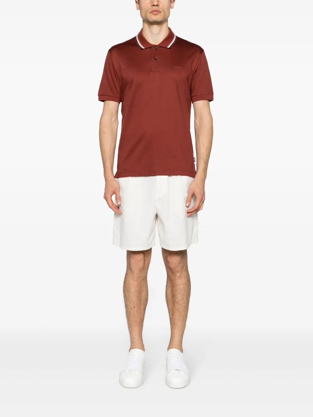 BOSS logo-print cotton polo shirt - Bruin