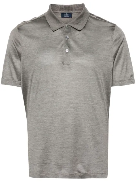 Barba mélange-effect silk polo shirt