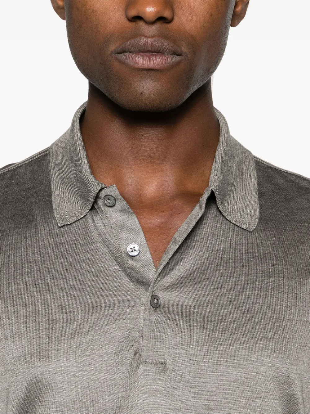 Shop Barba Mélange-effect Silk Polo Shirt In Grey