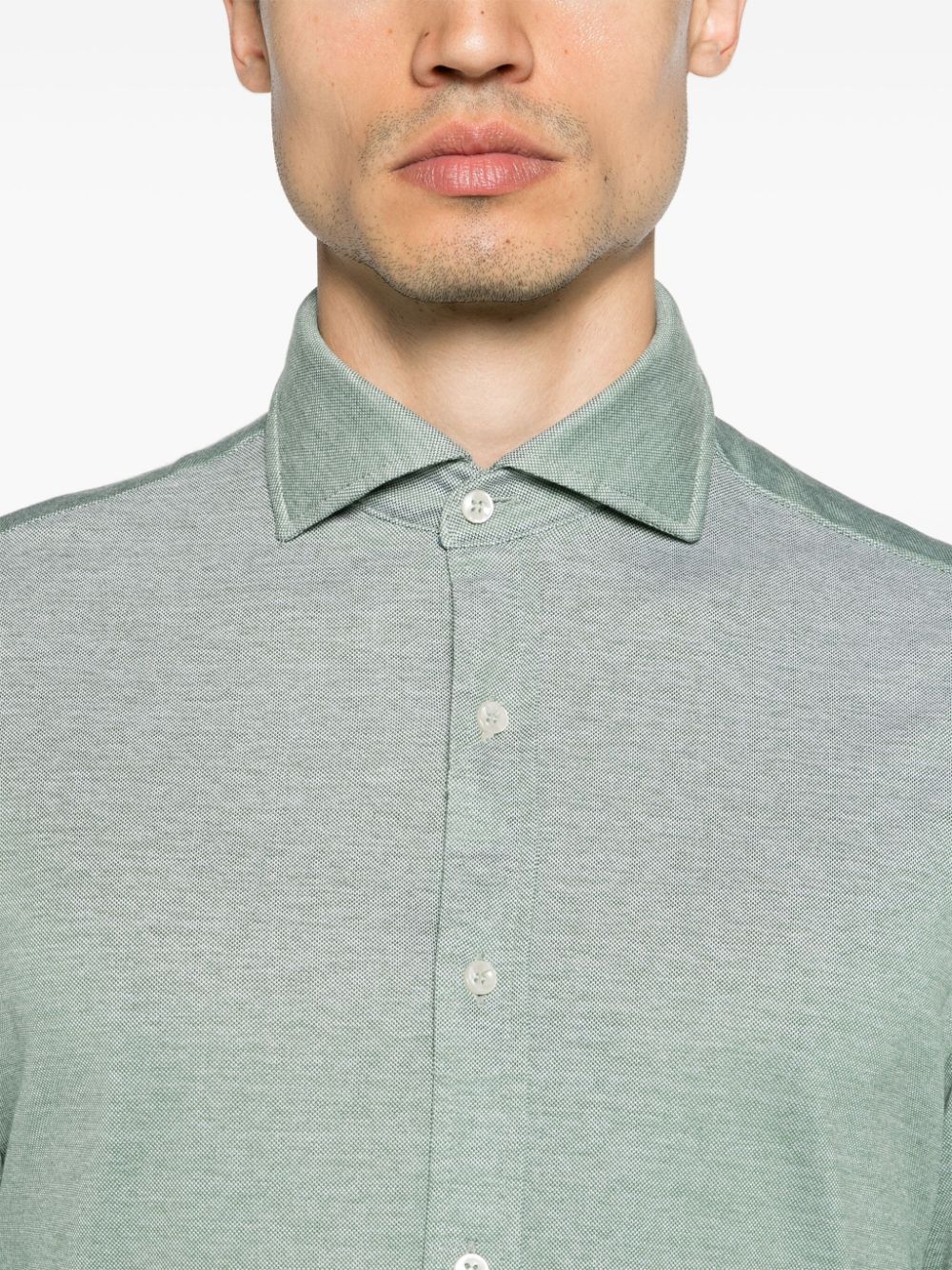 Shop Paul & Shark Mélange-effect Cotton Shirt In Grün