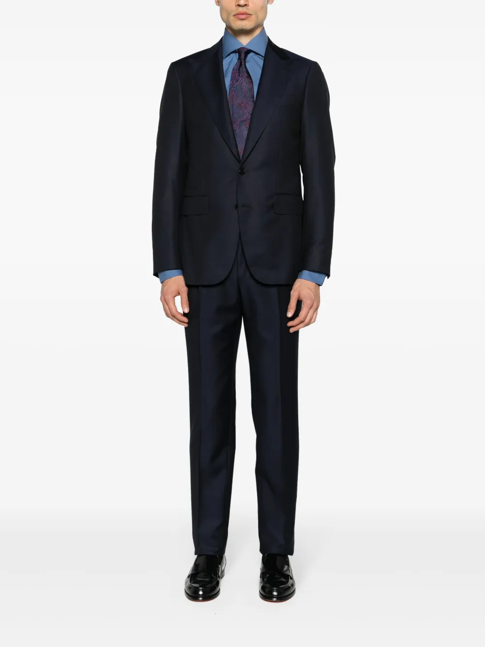 Barba poplin cotton-blend shirt - Blauw