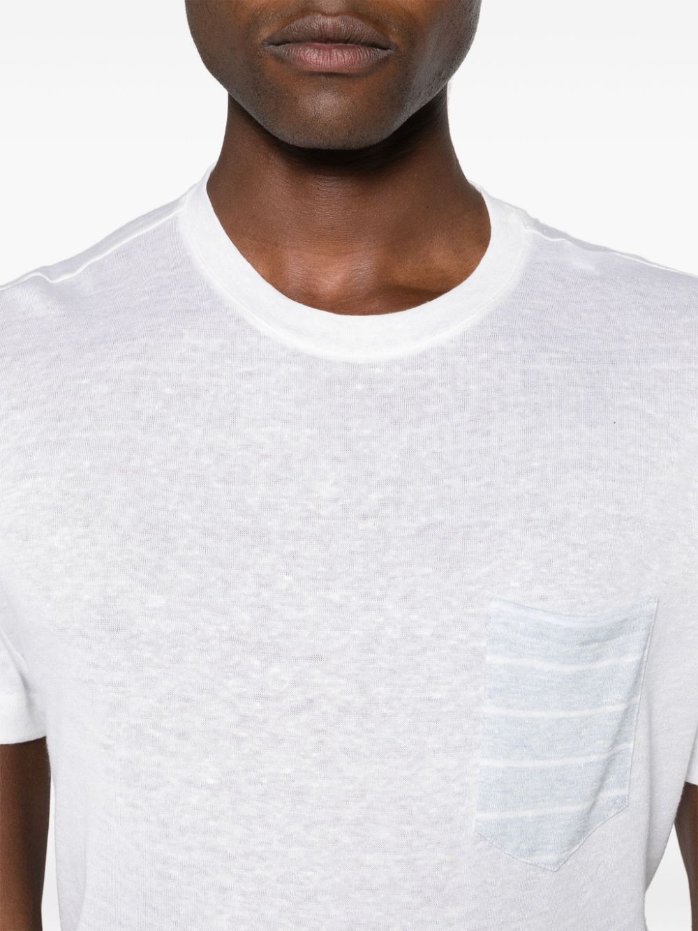 Eleventy T-shirt van linnenmix met contrasterende zak Wit