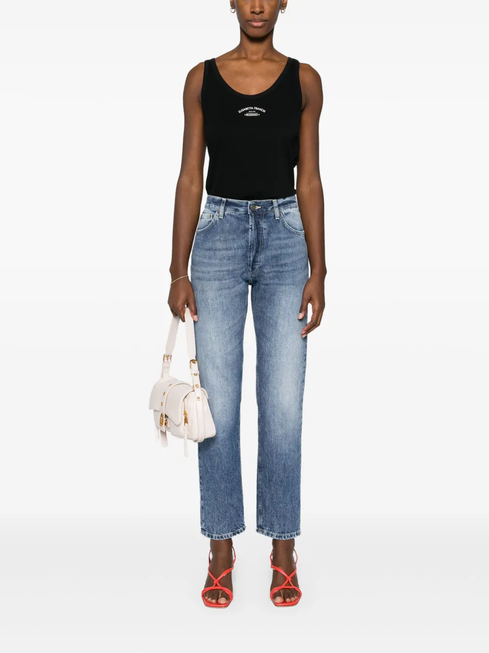Elisabetta Franchi Tanktop met logoprint - Zwart