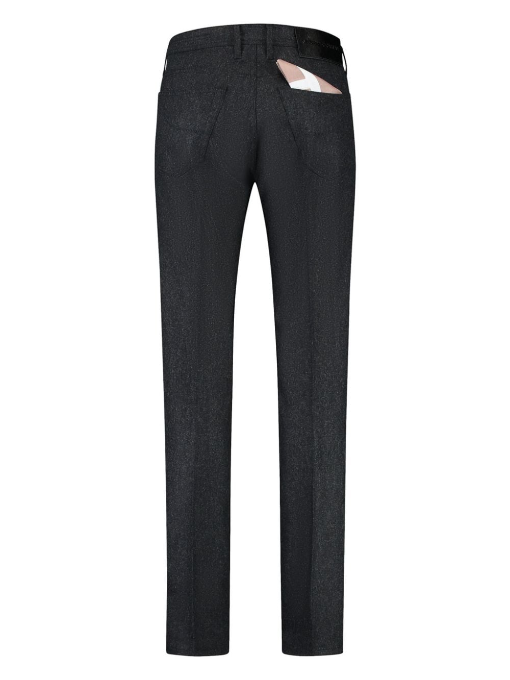 Shop Jacob Cohen Straight Leg Logo-patch Trousers In Black