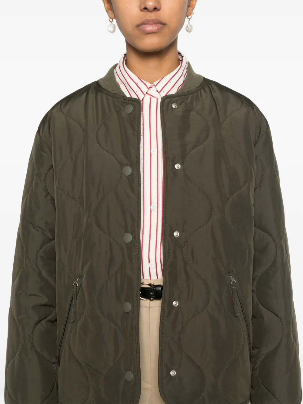 Shop Apc Padded Quilted Bomber Jacket In Green