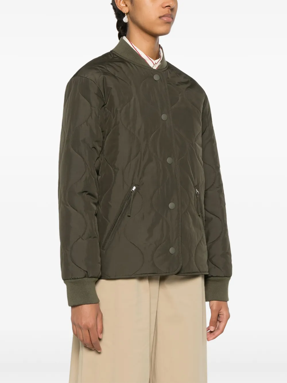 Shop Apc Padded Quilted Bomber Jacket In Green