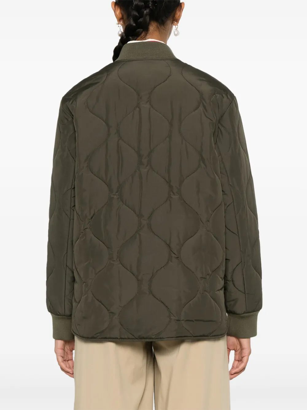 Shop Apc Padded Quilted Bomber Jacket In Green