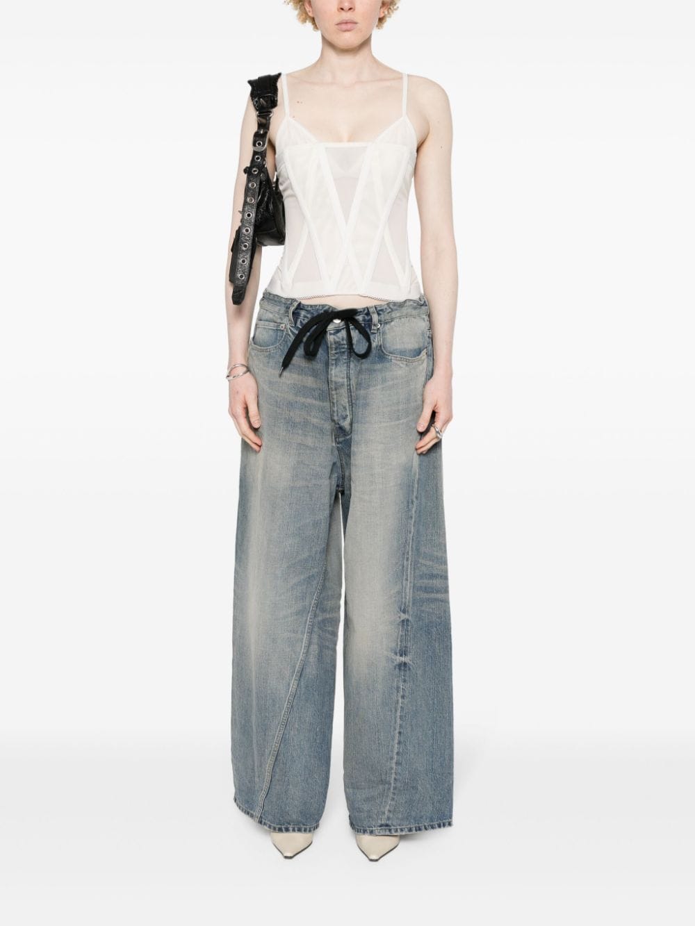 Shop Balenciaga Twisted Wide-leg Jeans In Blue