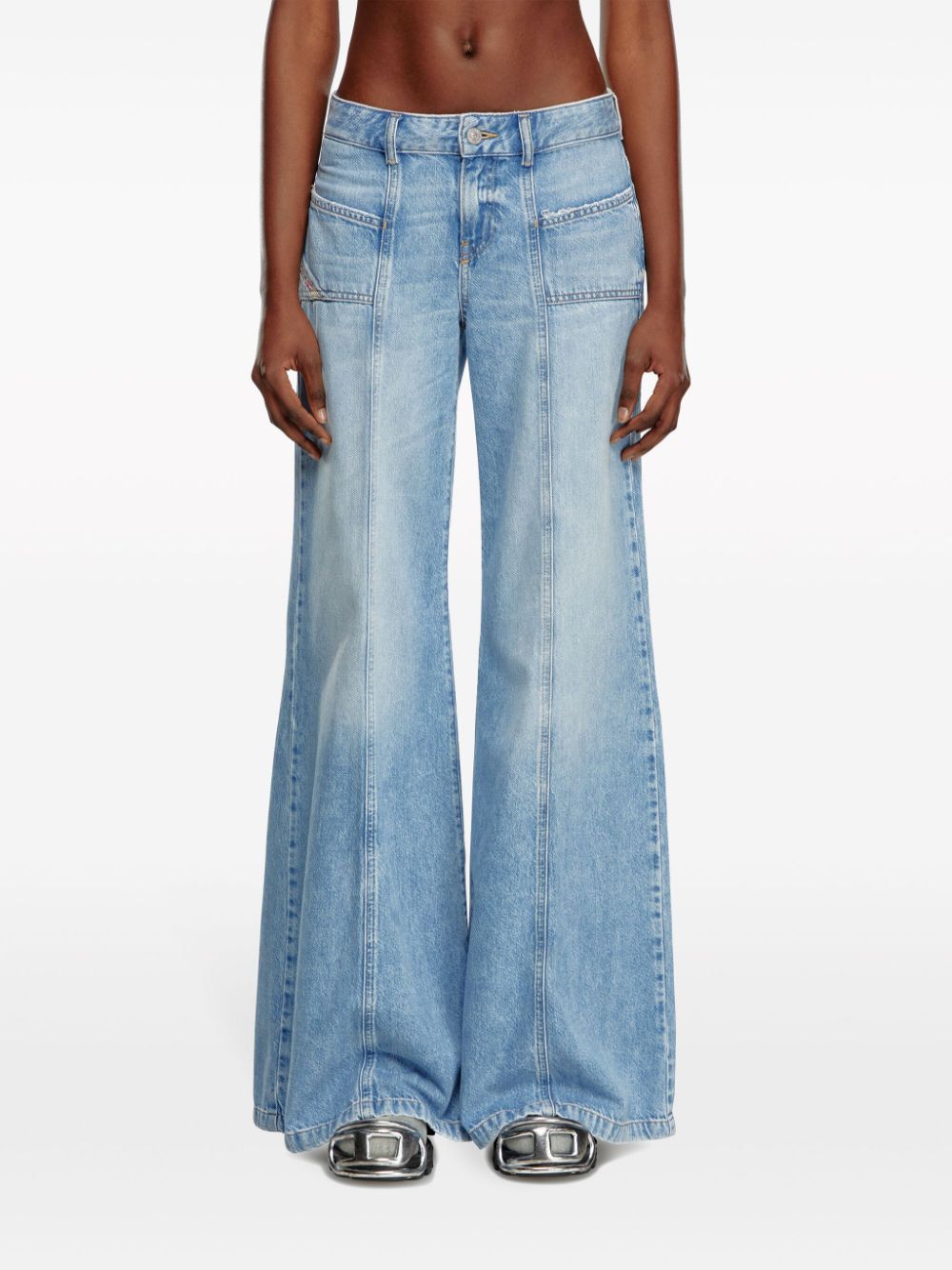 Shop Diesel D-akii Mid-rise Flared Jeans In Blue