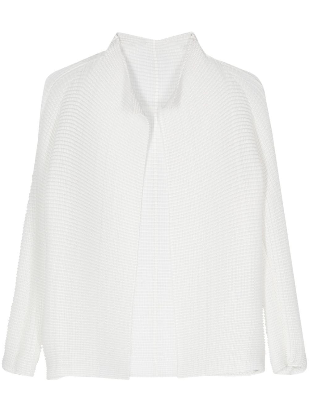 Issey Miyake Semi-sheer Plissé Jacket In White