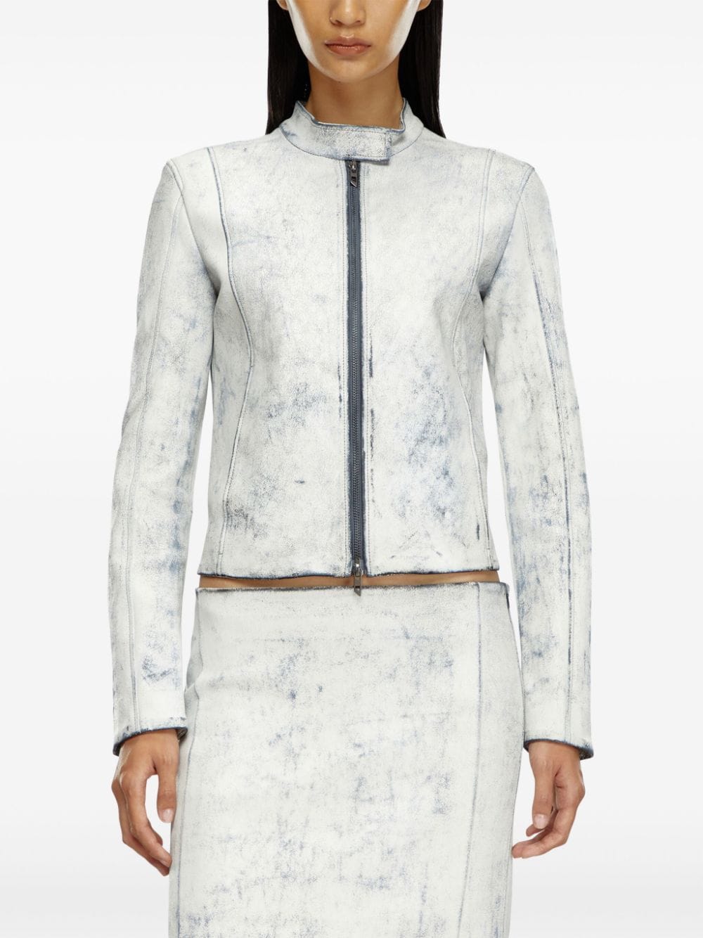 Shop Diesel L-yric Biker Jacket In White