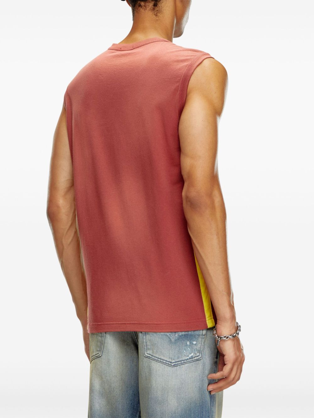 Shop Diesel T-bisco-stripe Cotton Vest In Red