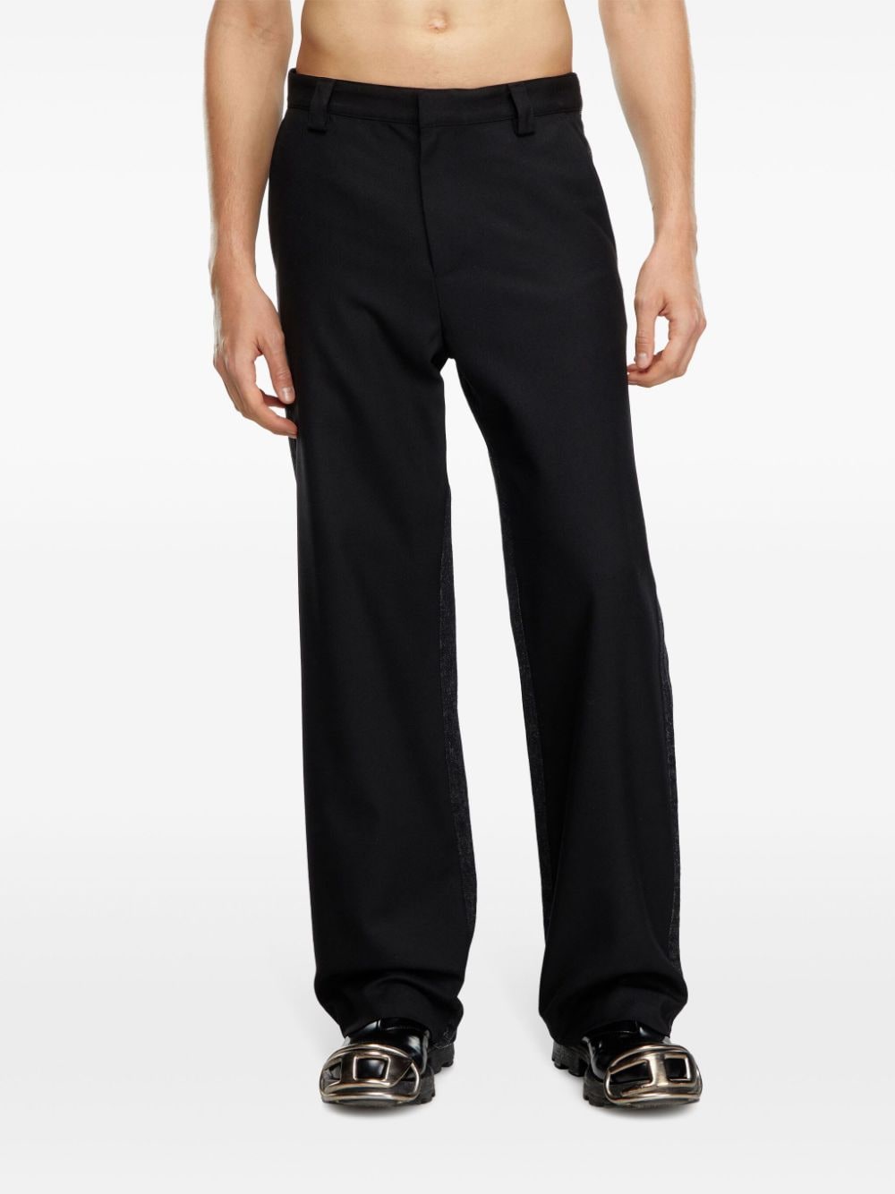 Shop Diesel P-wire-b Hybrid Straight Trousers In Black