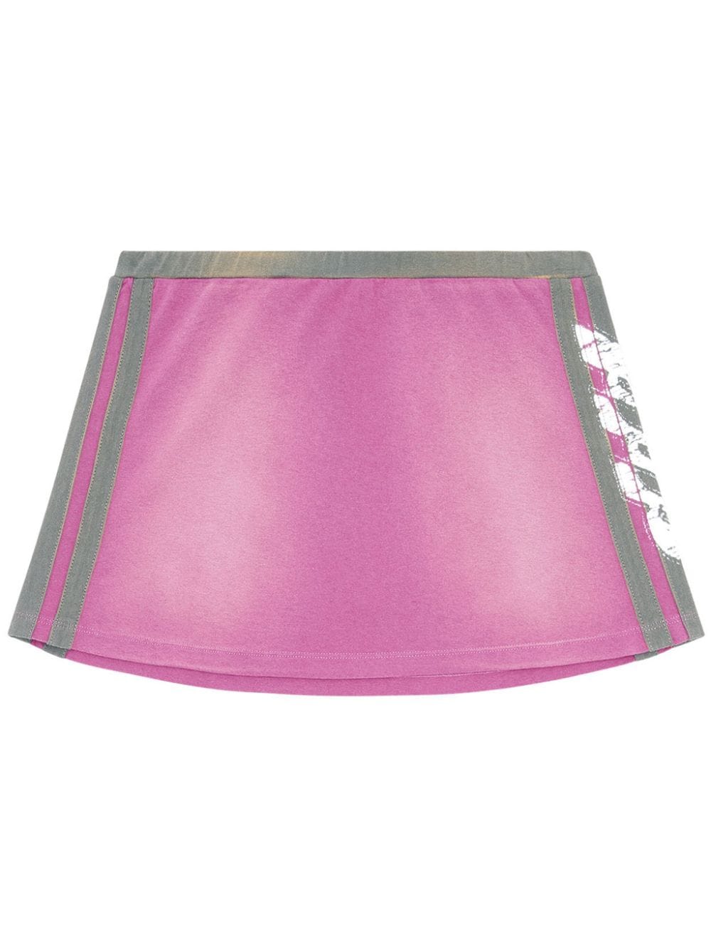 Diesel O-uncut-stripe Cotton Miniskirt In Pink
