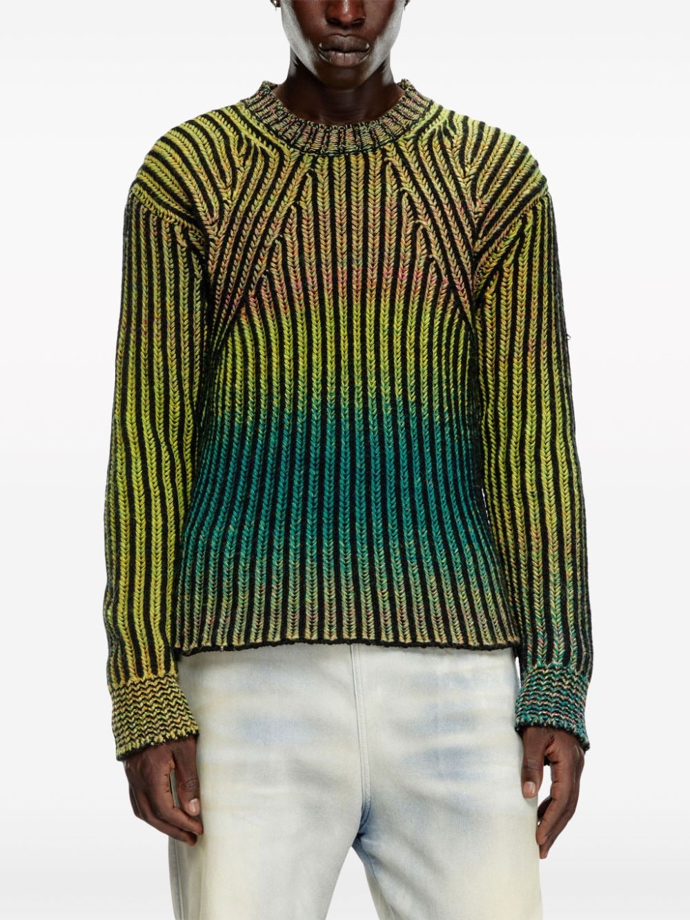 Shop Diesel Oakland Ribbed Sweater In Green