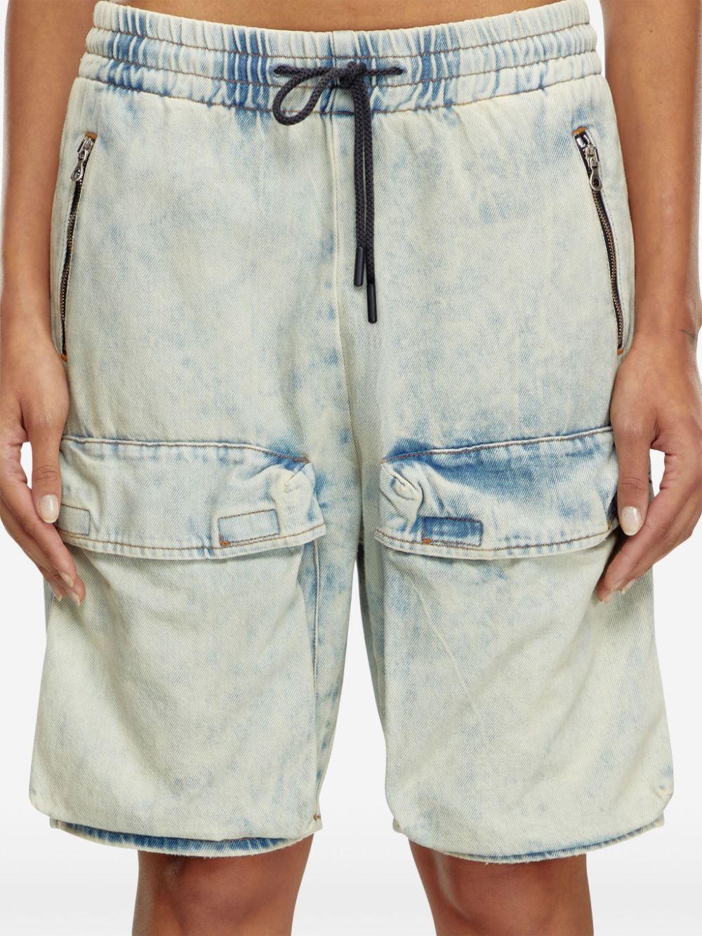 Shop Diesel Distressed Shorts In Blue