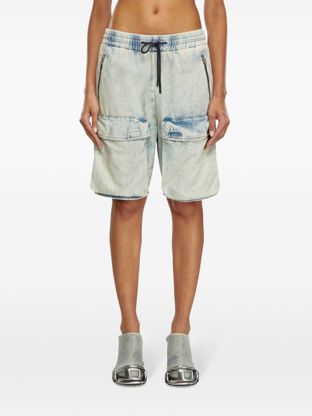 Diesel Gerafelde shorts - Blauw