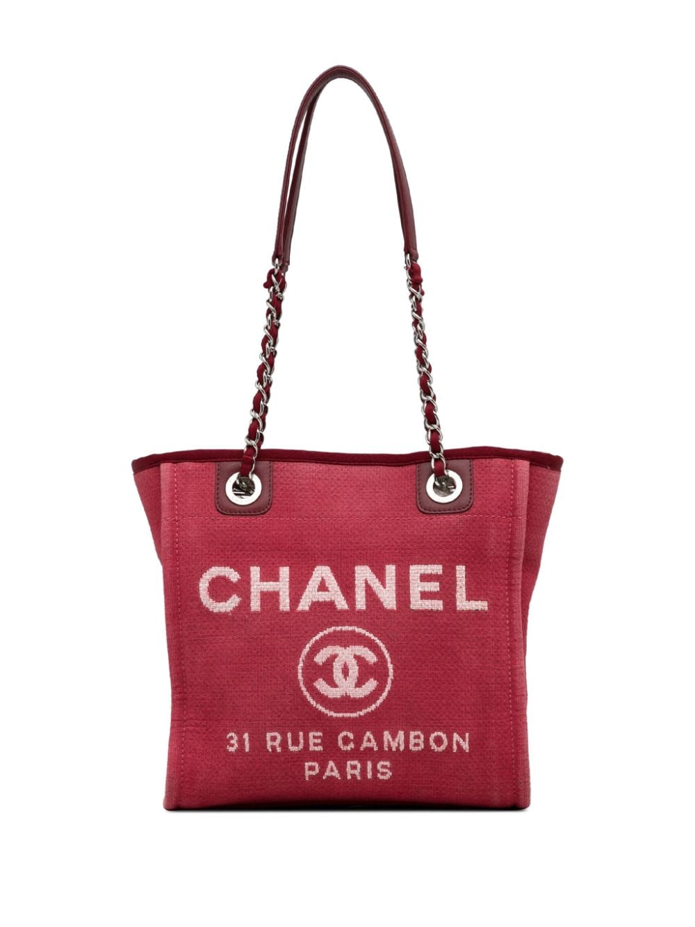 Pre-owned Chanel 2014-2015 Mini Deauville Tote Bag In Red