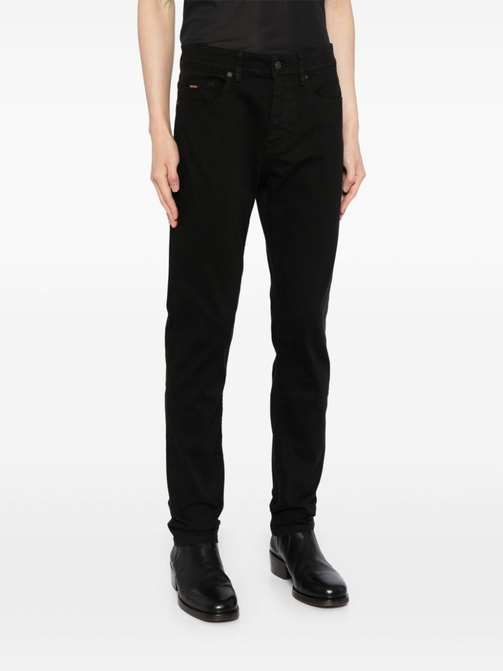Shop Hugo Boss Mid-rise Slim-fit Jeans In Black