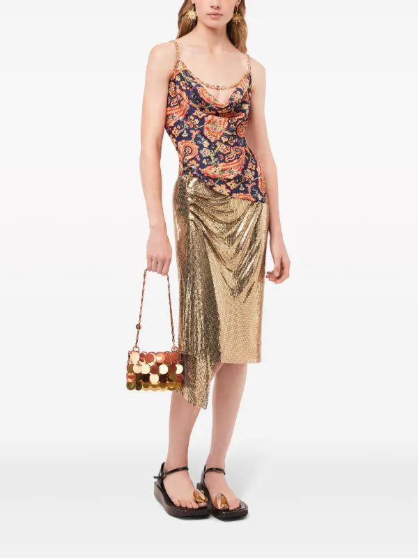 Rabanne paisley-print chain-detail Tank Top | Blue | FARFETCH