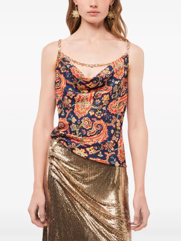 Rabanne 25PJRO062CO0555P001 関税送料込 Rabanne paisley-print chain-detail Tank Top | Blue | FARFETCH