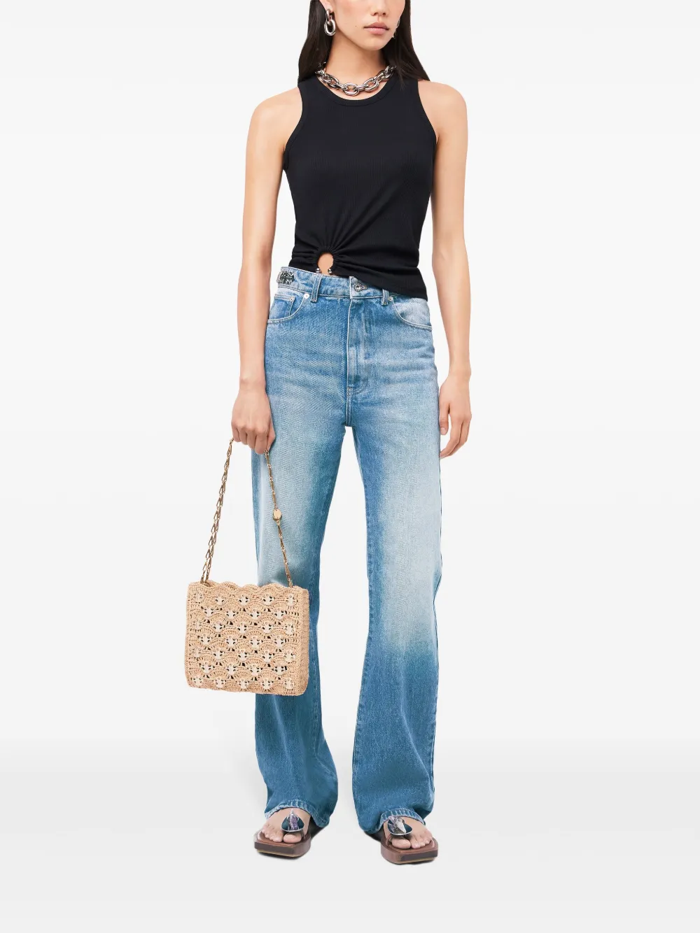 Shop Rabanne Asymmetric Gathered-detail Tank Top In Black