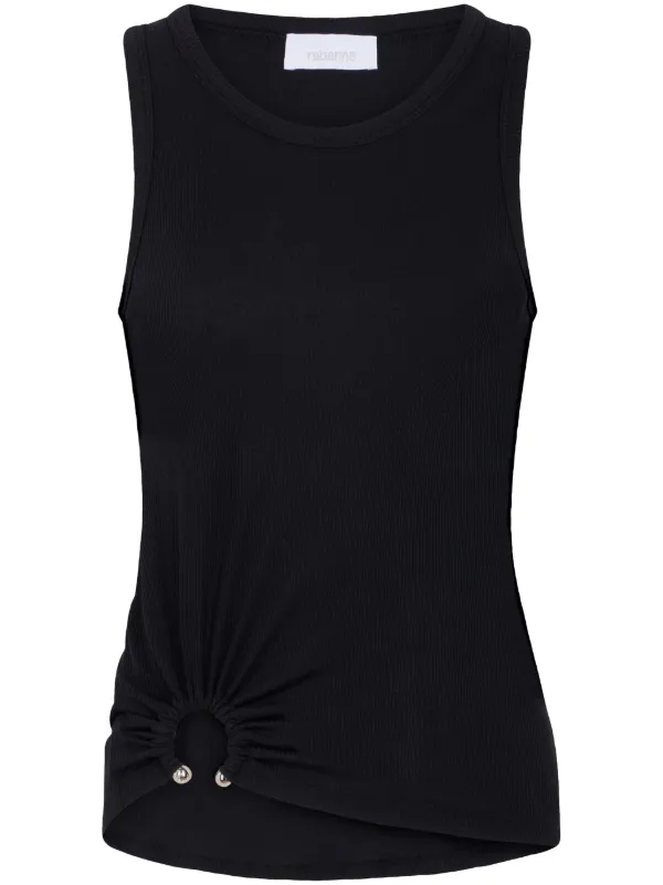 Rabanne Asymmetric Gathered-detail Tank Top in Black