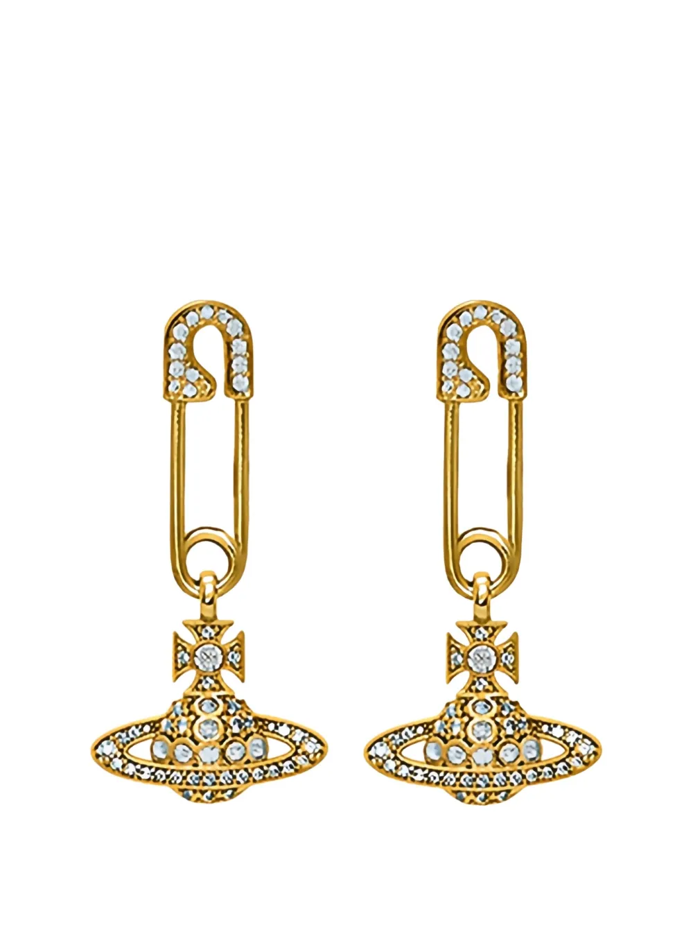 Vivienne Westwood Lucrece safety pin orb earrings - Oro