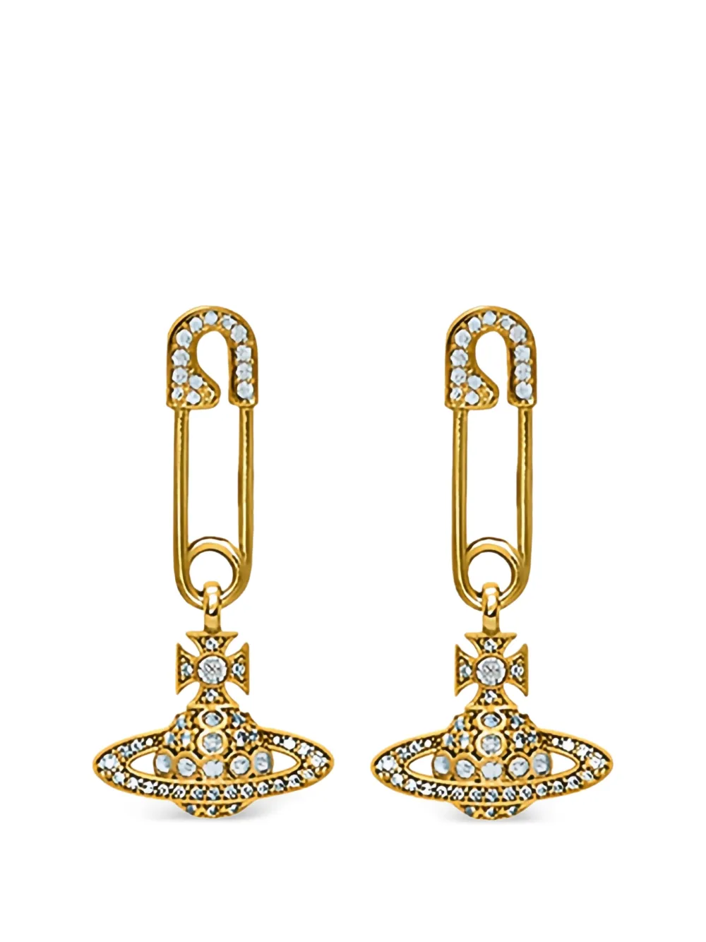 Vivienne Westwood Lucrece safety pin orb earrings - Oro
