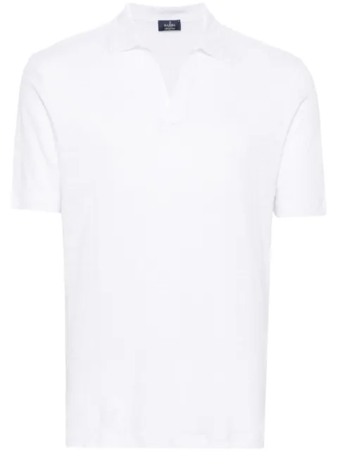 Barba V-neck linen polo shirt