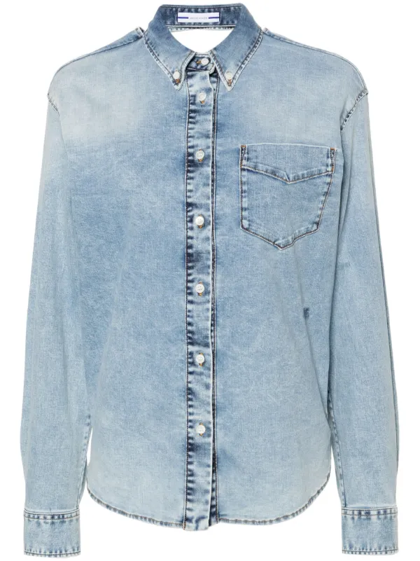Jacob Cohën Twisted Denim Shirt in Blue