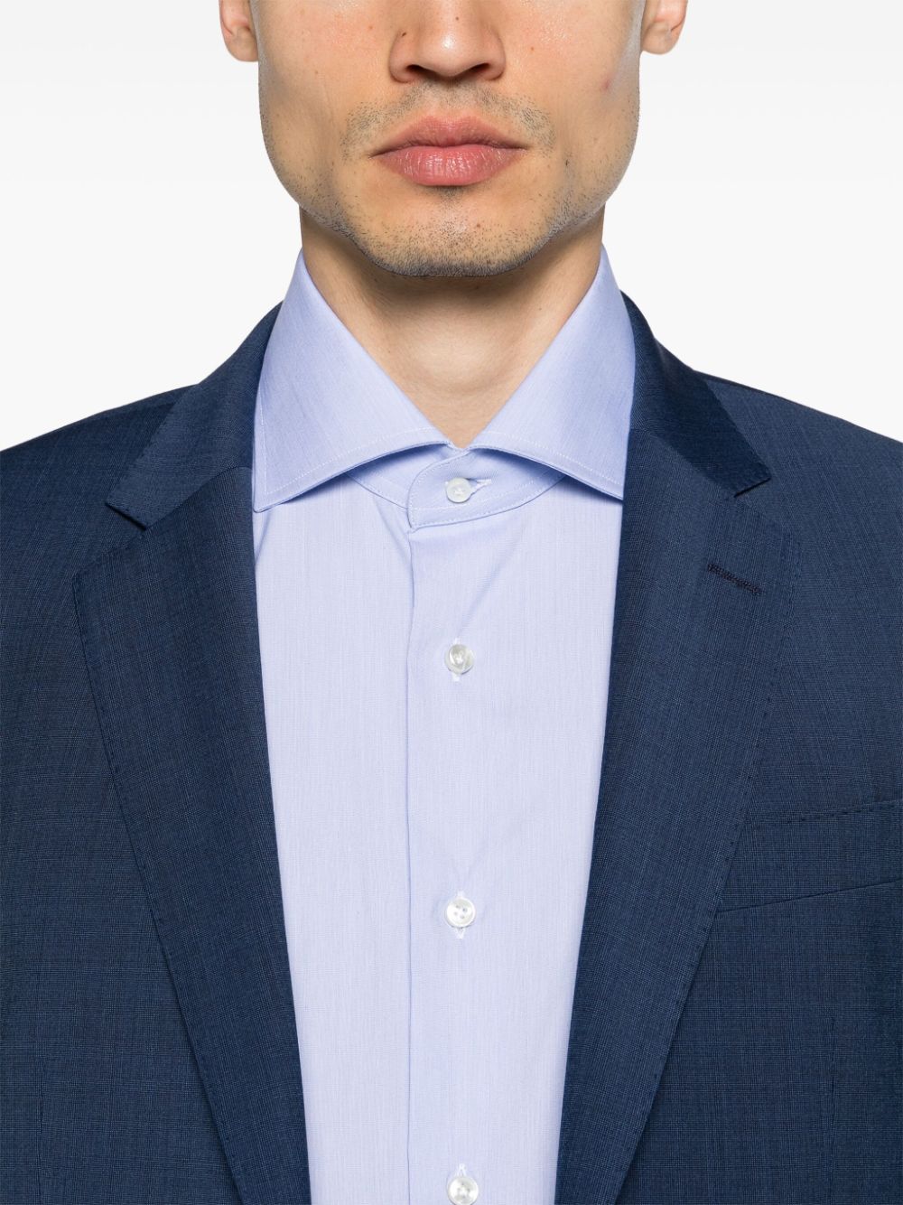 Shop Barba Long-sleeve Cotton Blend Shirt In Blue