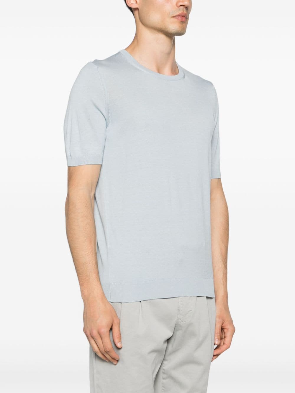 Shop Barba Fine-knit Silk T-shirt In Blau