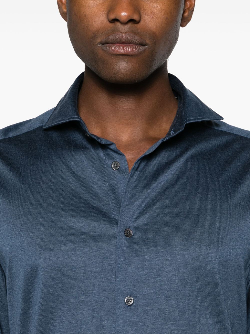 Shop Corneliani Spread-collar Cotton Shirt In Blue