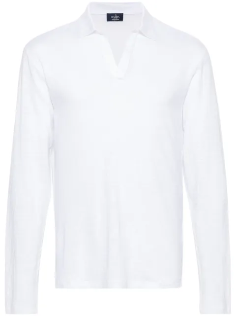 Barba long-sleeve linen polo shirt