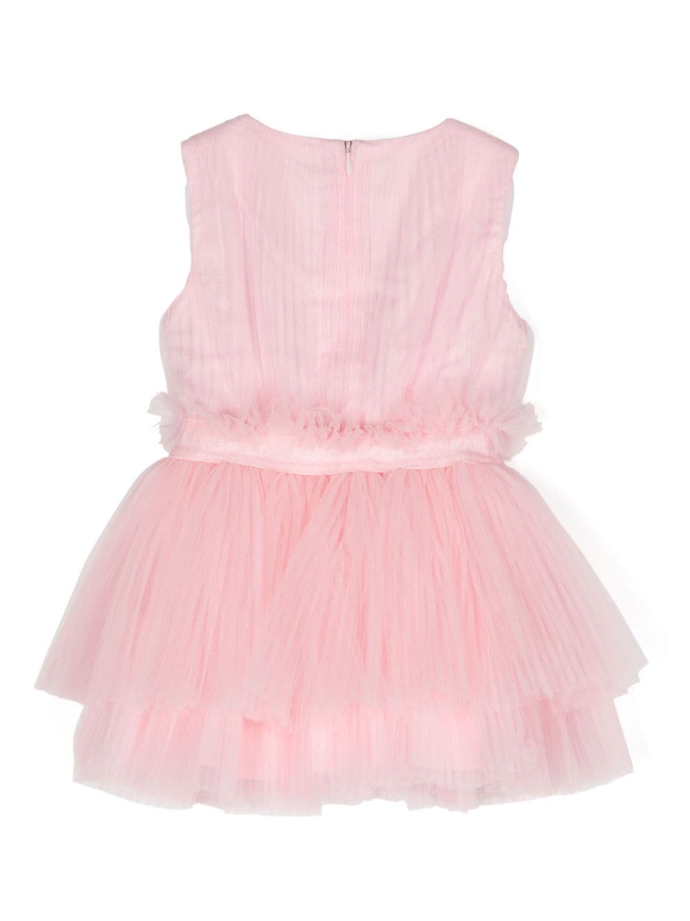 Shop Karl Lagerfeld Logo-waistband Tulle Pleated Dress In Pink