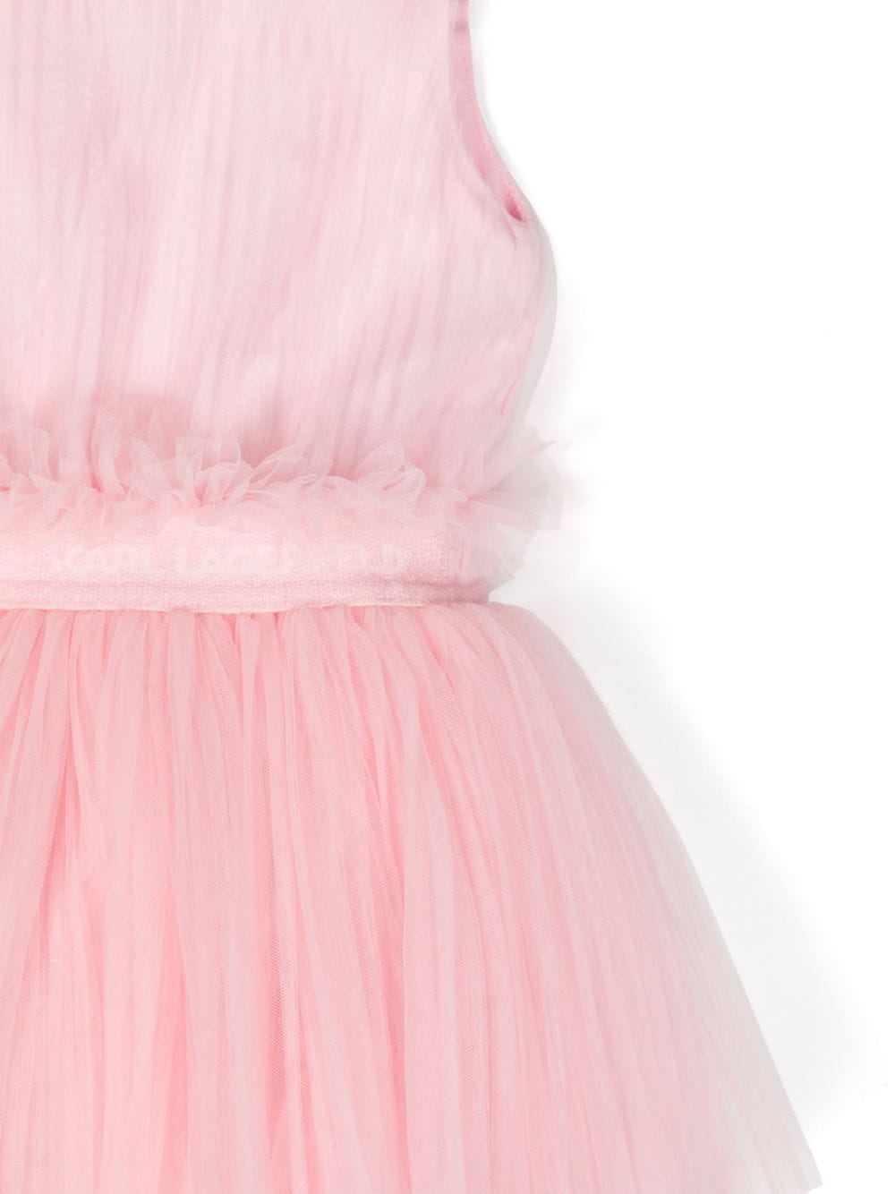 Shop Karl Lagerfeld Logo-waistband Tulle Pleated Dress In Pink