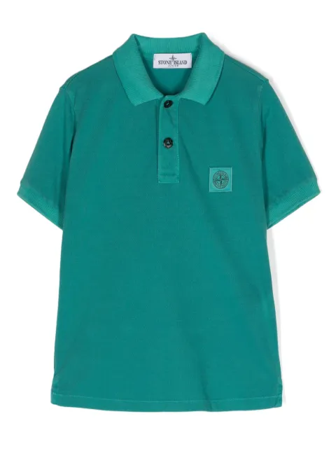 Stone Island Junior Compass appliqué cotton polo shirt
