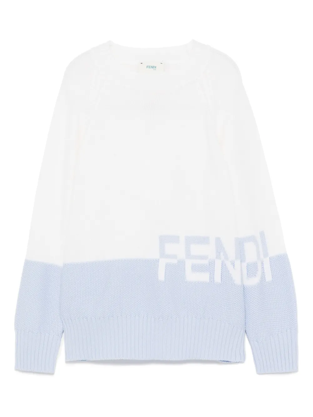 Fendi Kids Intarsia gebreide trui met logo Beige