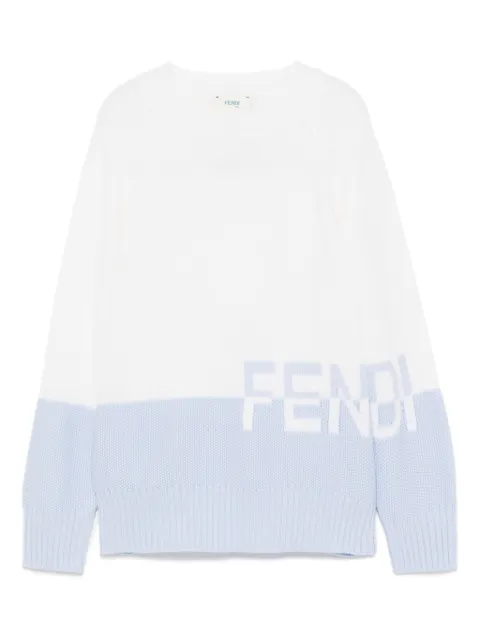 Fendi Kids インターシャニット ロゴ ニットウェア