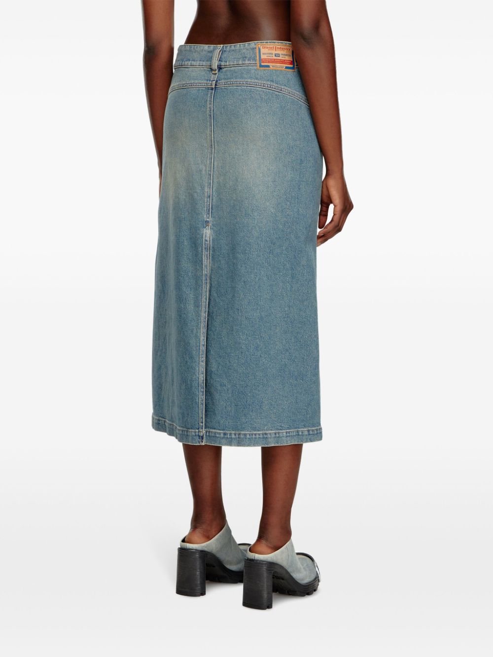 Shop Diesel De-hush Denim Midi Skirt In Blue