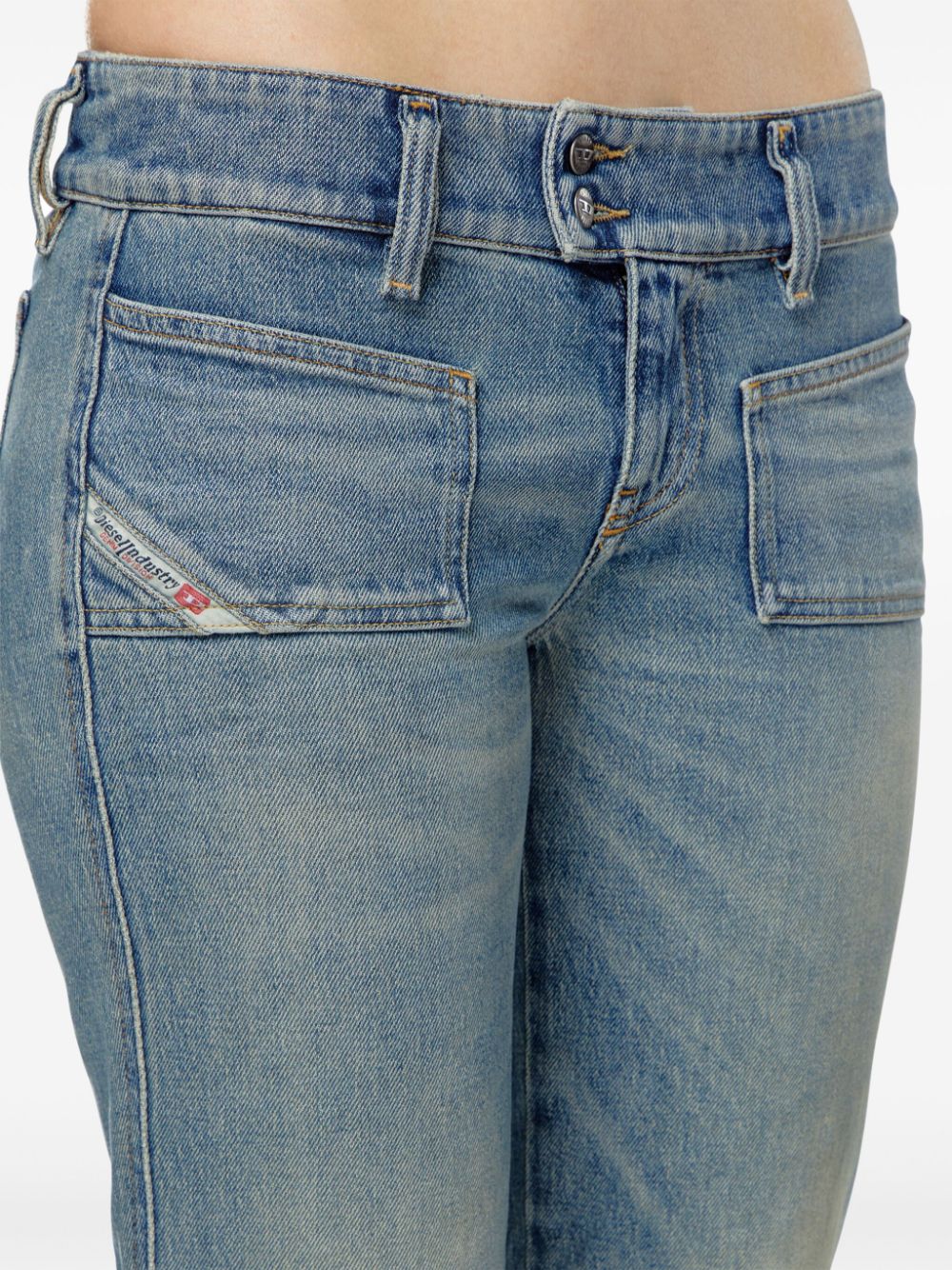 Shop Diesel D-hush Low-rise Bootcut Jeans In Blue
